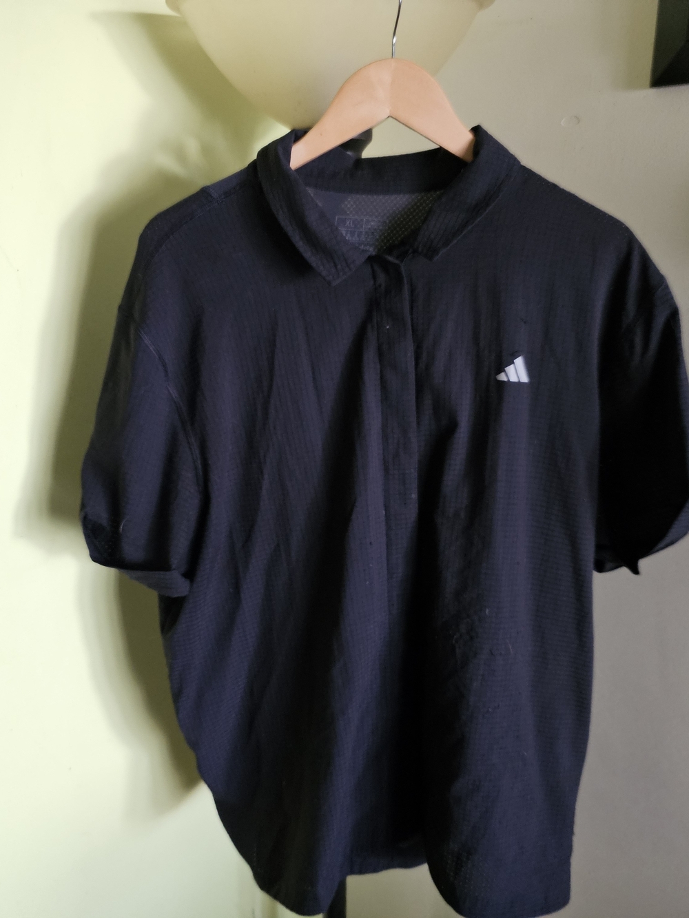 adidas Black Short-Sleeve Polo with White Logo